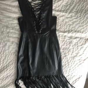 Vegan leather fringe dress by nastygal